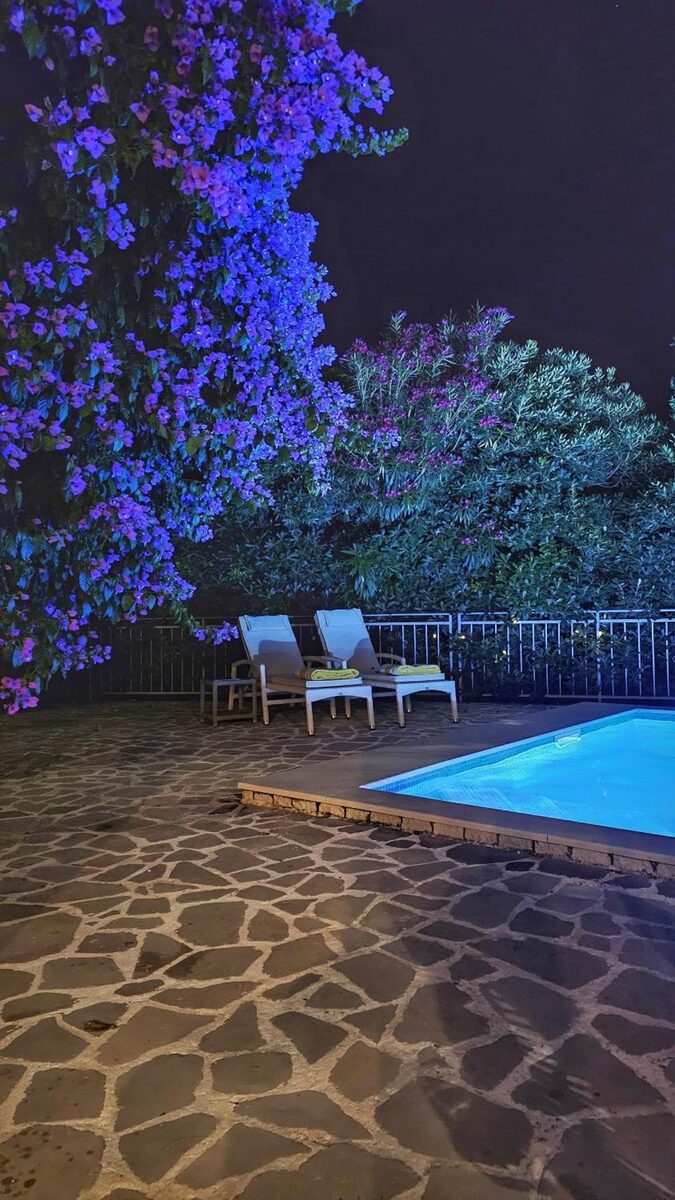 Villa Sazanka — zwembad in de avond